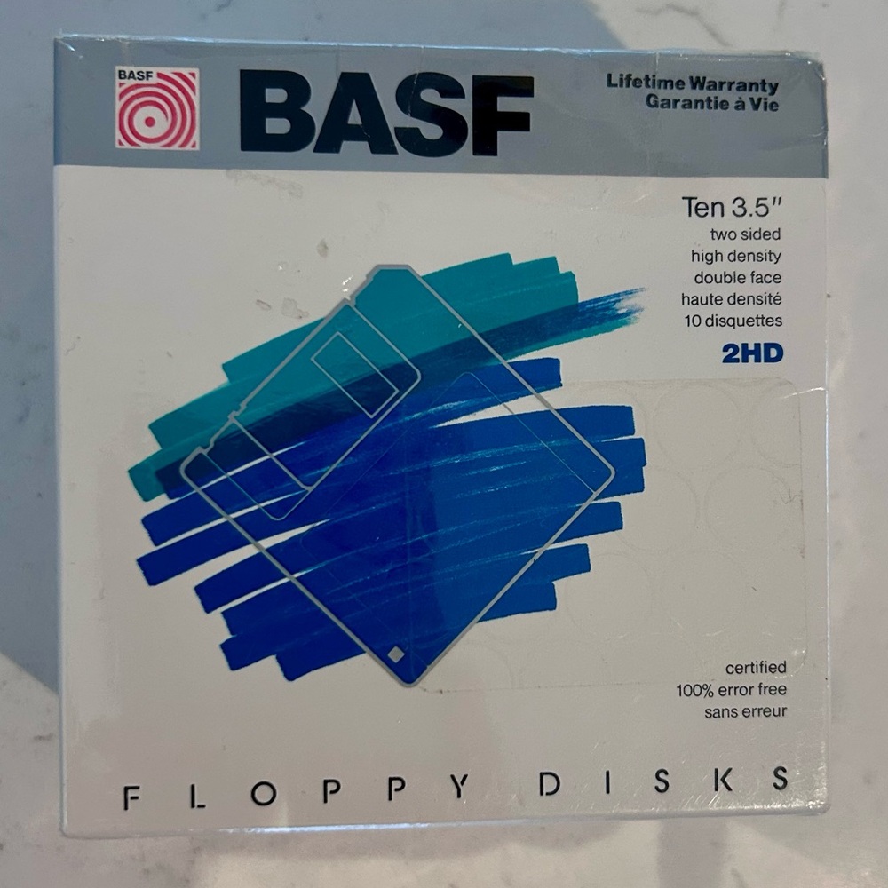 NEW in Box BASF Floppy Disks Set of Ten 3.5” Two Sided High Density Double Face